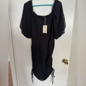 Elegant Black Ruched Dress
